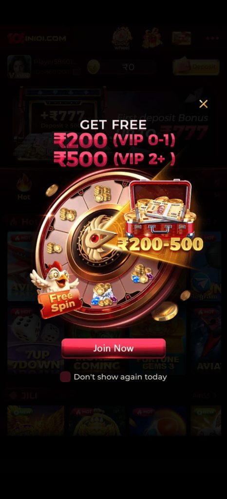 IN101 Game first deposit bonus offer